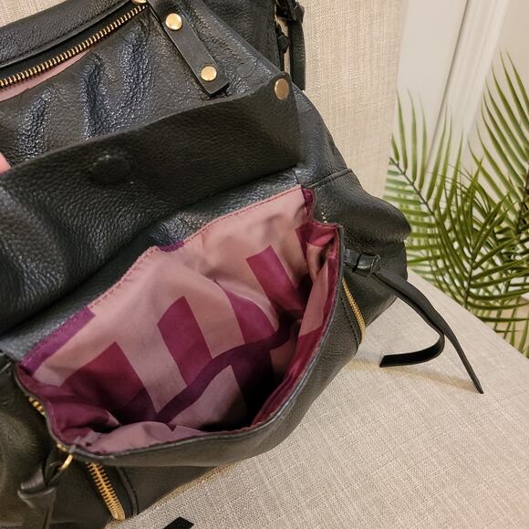 KOOBA Everette Black Large Leather Satchel Tote Bag Gold Tone Hardware - Picture 6 of 6